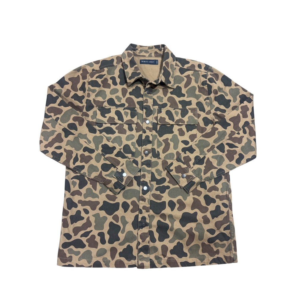 Trinity Coast Mens Duck Camo Snap Button Down Utility Shirt Medium DKOL243132